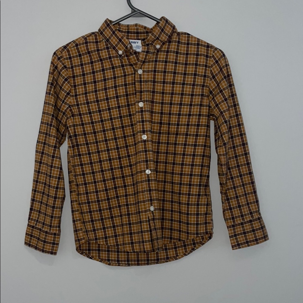 Old Navy Kids Plaid Button Down Shirt - Yellow and Black